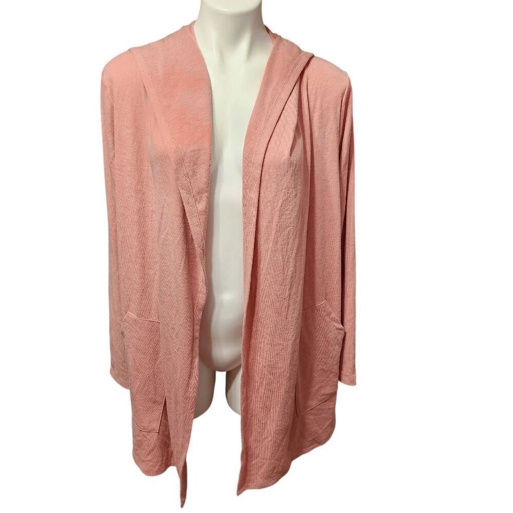 Double Zero open front Hooded cardigan coral pink lightweight small